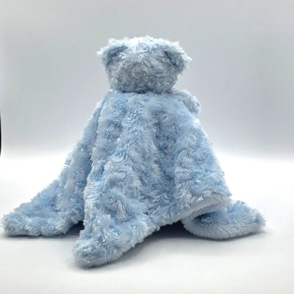 Blankets & Beyond Blue Bear Lovey Security Blanket Gray Eyes Nose Rosette Swirl - Picture 3 of 10